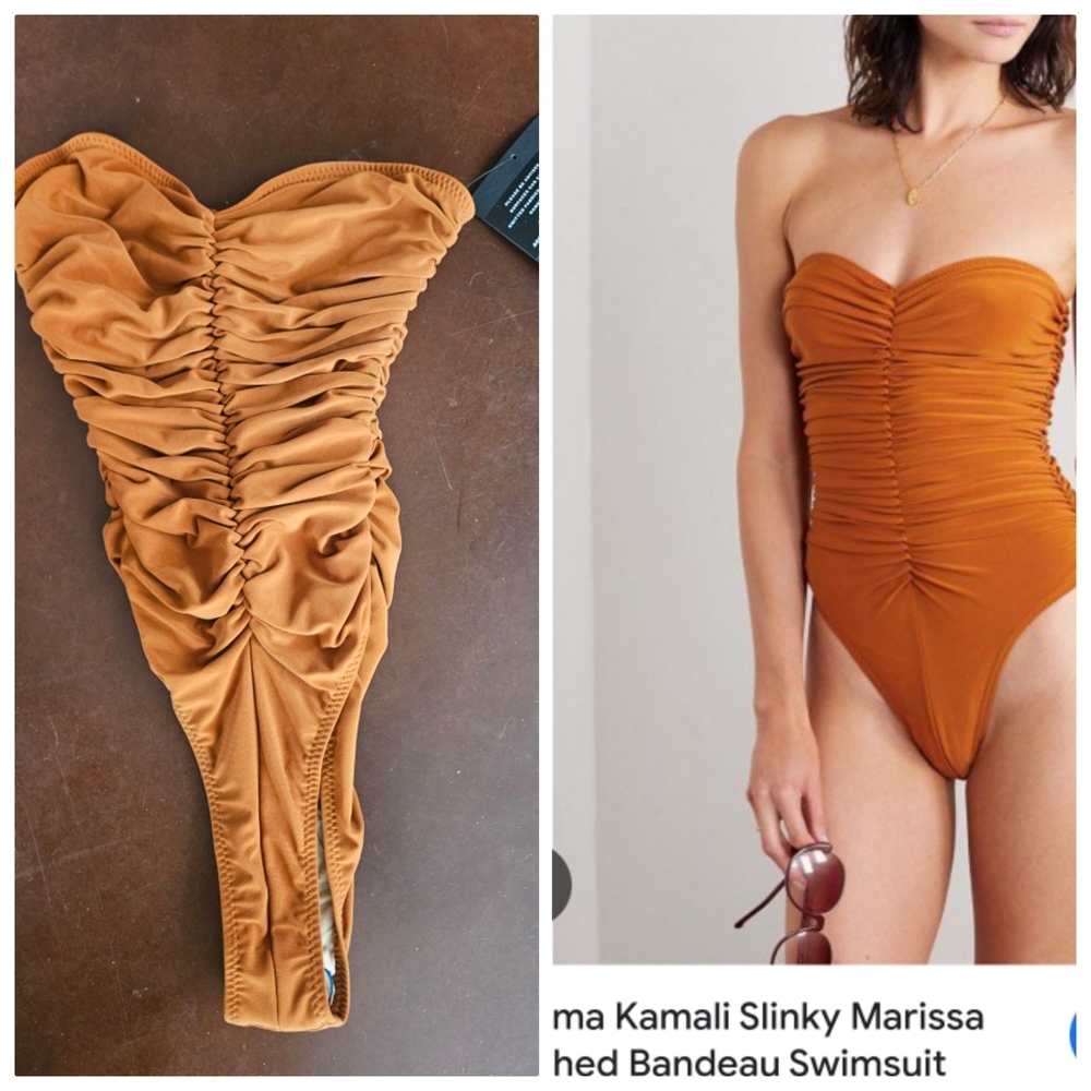 Nwt norma Kamali Slinky Demure Marissa One Piece High cut Swimsuit s